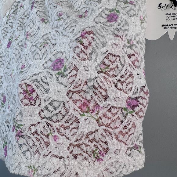 Self Esteem NWT Women's L Long Sleeve Floral Ditsy Tie Front Top - Picture 4 of 8
